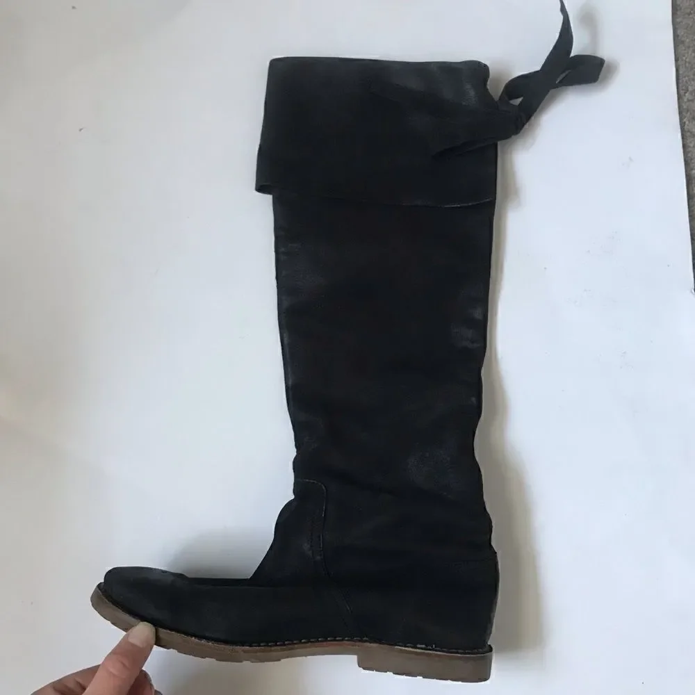 Frye Celia over the knee black leather boots NWOT